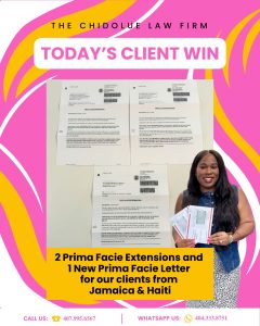 We secured 3 Prima Facie Determination Letters for our clients from Jamaica and Haiti