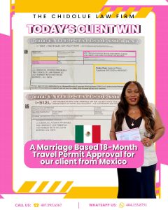 A Marriage-Based 18-Month Travel Permit Approval for Our Client from Mexico