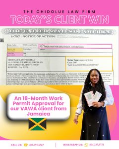 An 18-Month Work Permit Approval for Our VAWA Client from Jamaica