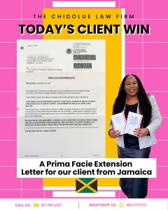 A Prima Facie Extension Letter for Our Client from Jamaica