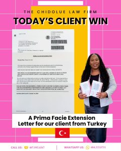 A Prima Facie Extension Letter for Our Client from Turkey